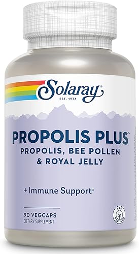 SOLARAY Propolis Plus Apoyo saludable del sistema inmunológico con propóleos, polen de abeja y gelatina real 90 cápsulas vegetales