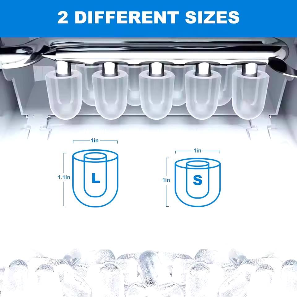Portable Countertop Ice Maker Ice Maker Machine with Basket and Scoop 26 Lbs/24H 9 Ice Cubes Ready in 6 Mins (US Color)