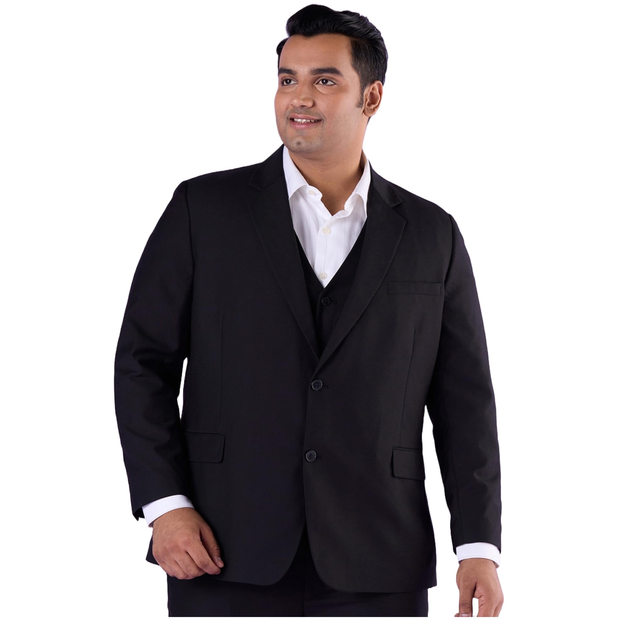 big hello – the plus life Regular Fit Luxury PV Men's Plus Size Blazer | Premium Stylish Formal Wear | Comfortable Fit for Every Occasion (Black-BH-MEN-JKT-003)-picture-19
