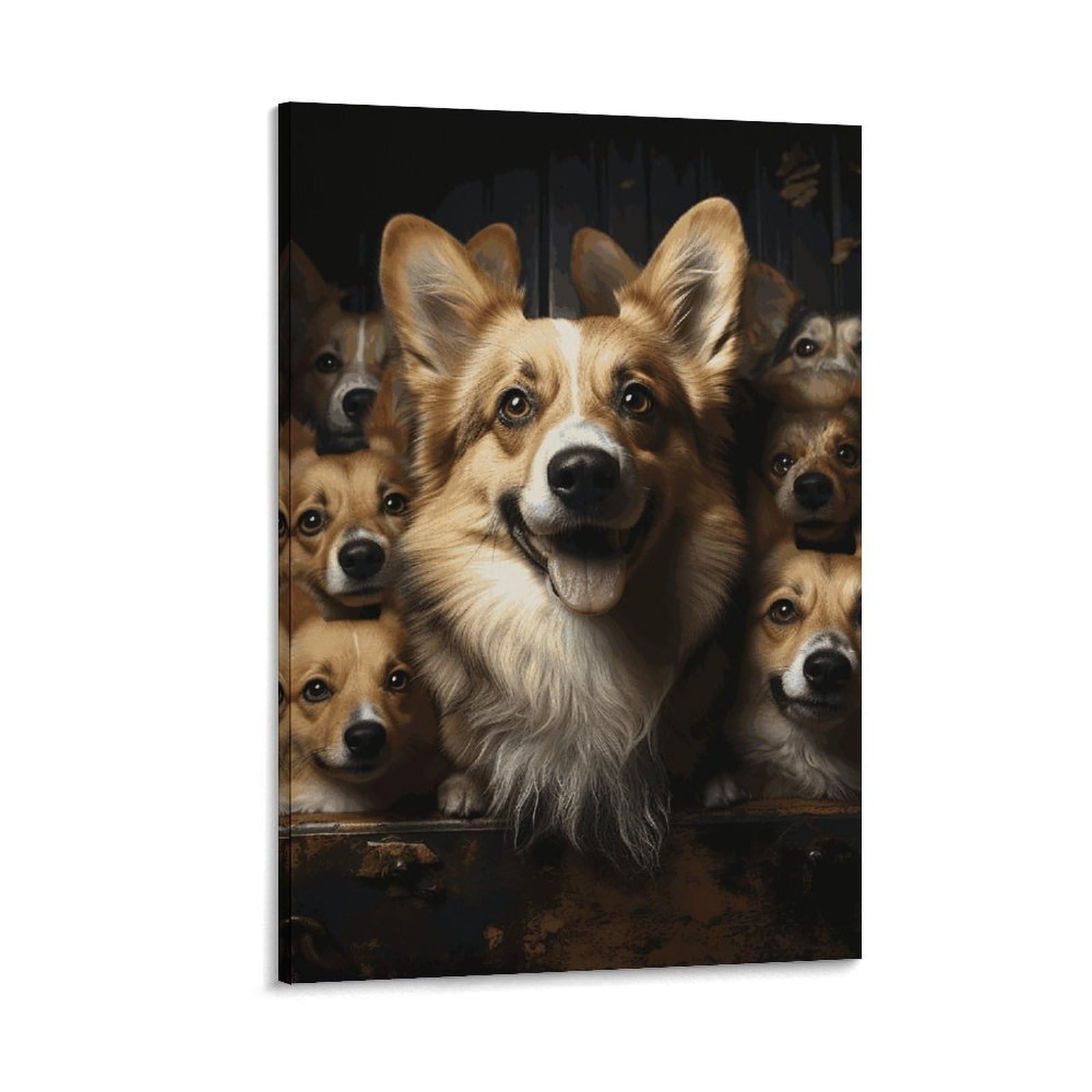 Canvas Wall Art for Living Room 16"x24" Modern Artwork Painting Pictures Hanging Canvas Prints Corgi Pictures Aesthetic Wall Art for Bedroom Bathroom Office Wall Art Print Decor Corgi Pictures Canvas