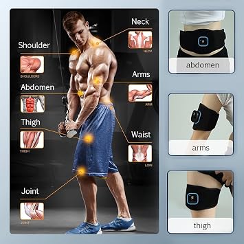 ABS Trainer Muscle Stimulator, EMS Abdominal Massage Belts Electric Stimulators Aluminum Sheet Toner 10 Modes & 30 Intensities Calories Consumption Display, Abs Stimulator Full Body ABS/Arm/Leg