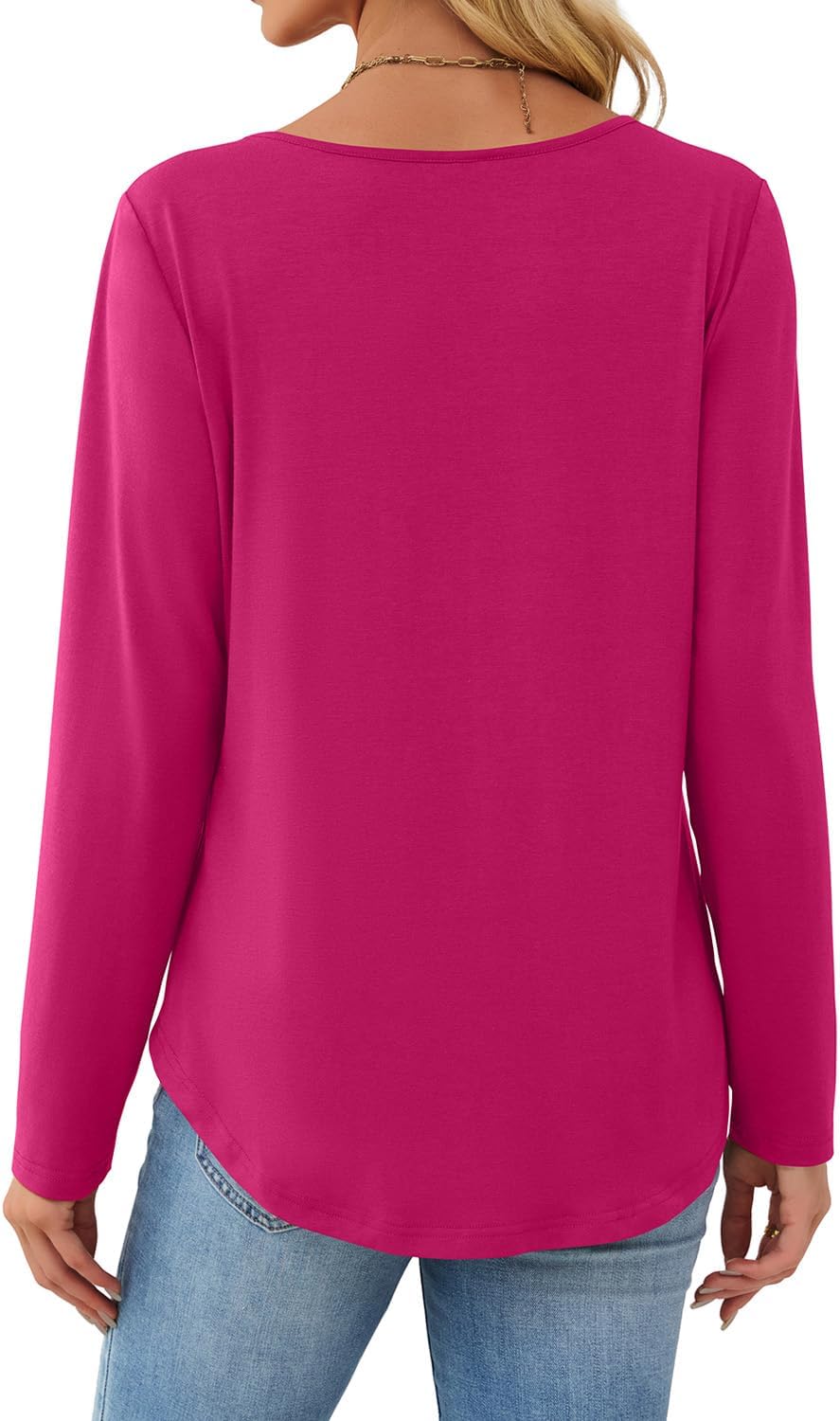 JUSTFASHIONNOW Long Sleeve Shirts for Women Dressy Casual Blouses Fall Tops Pleated V Neck Tunic Tops to Wear with Leggings - Image 6