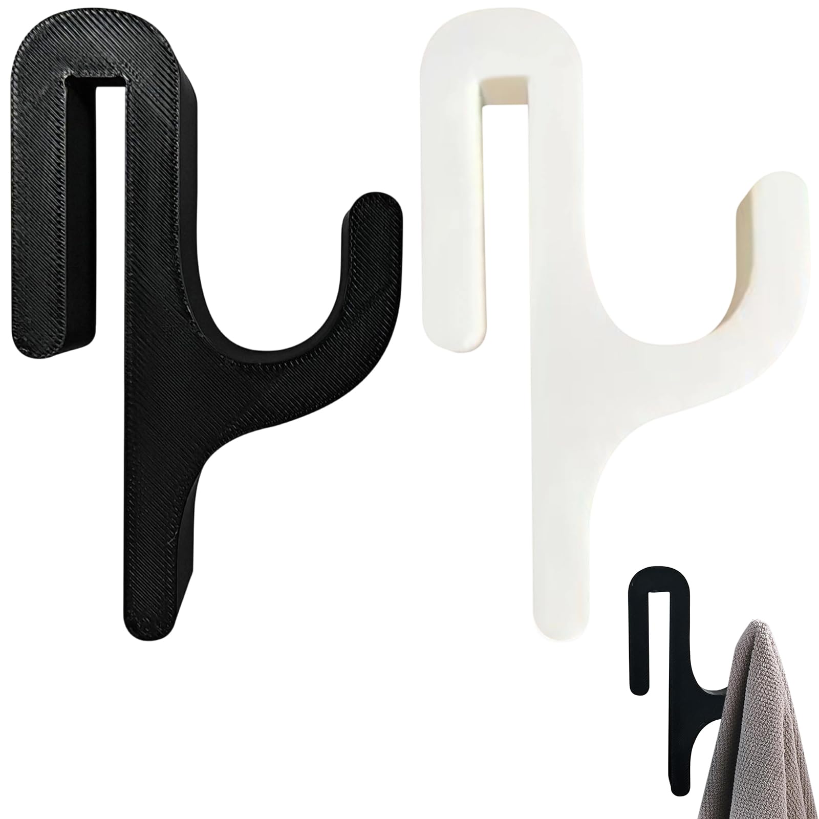 2 Pack Shower Hooks for Inside Home Accessory Robe & Bath Towel Radiator Hooks No Drilling Removable Showers Door Hooks for Bathroom Frameless Glass Door (Mix)