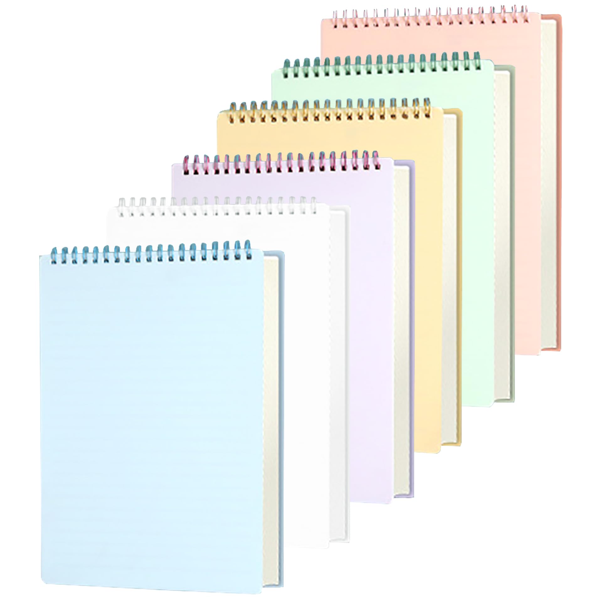 YIHUANYIFA Steno Spiral Notebooks Top Bound 80 Sheet Steno Pads Thick Plastic Covers for Writing Notes in Lists,School, Office, Home (A5 6pcs Grid)