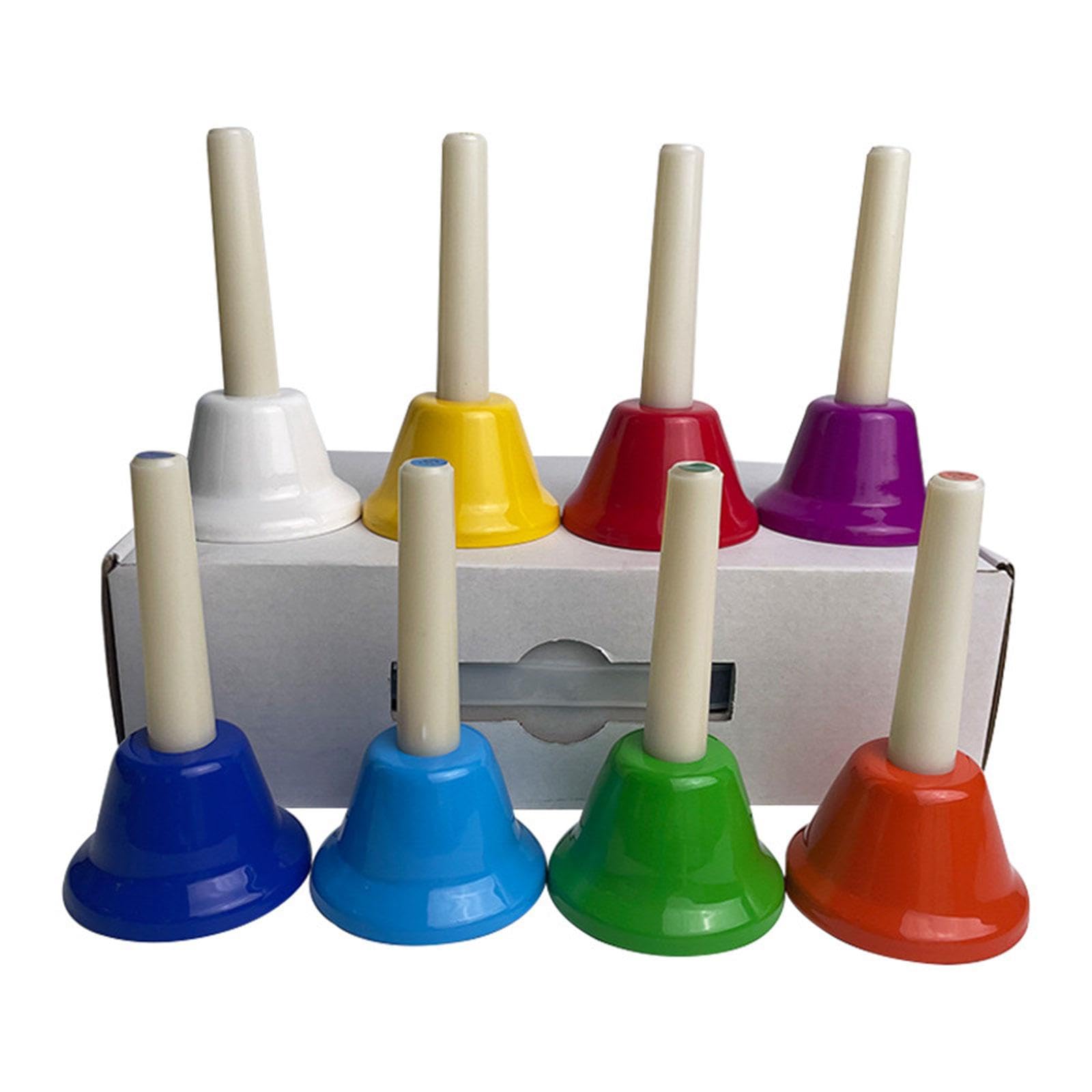 Set di 8 Campanelli a Mano, Campanelli Diatonici in Metallo, Campanelli a Mano Colorati, Strumento Musicale per Coro, Adulti, Aule, Bambini, Attività
