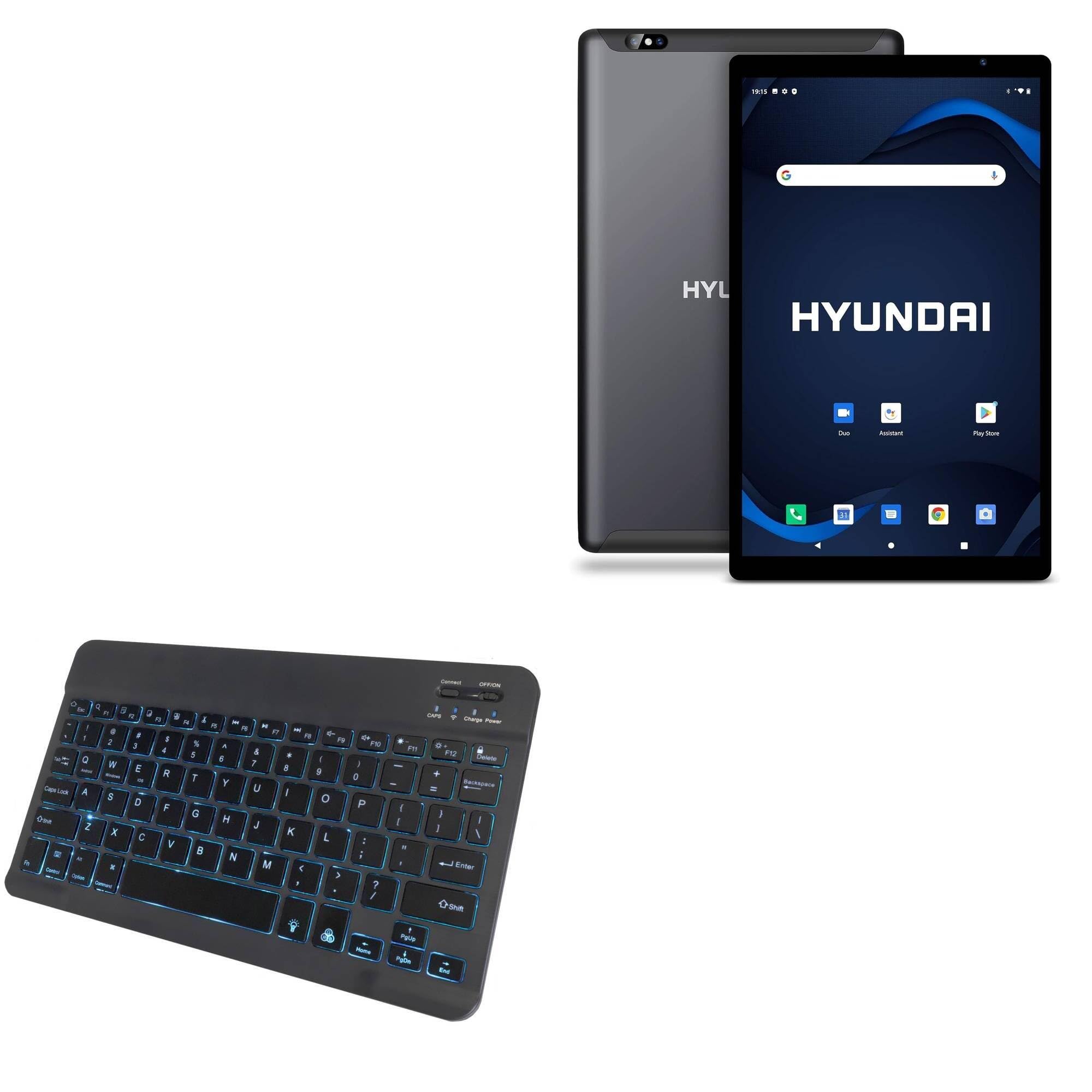 BoxWave Keyboard Compatible with Hyundai HYTAB Plus Tablet (10.1 in) - SlimKeys Bluetooth Keyboard - with Backlight, Portable Slim LED 7 Colors - Jet Black