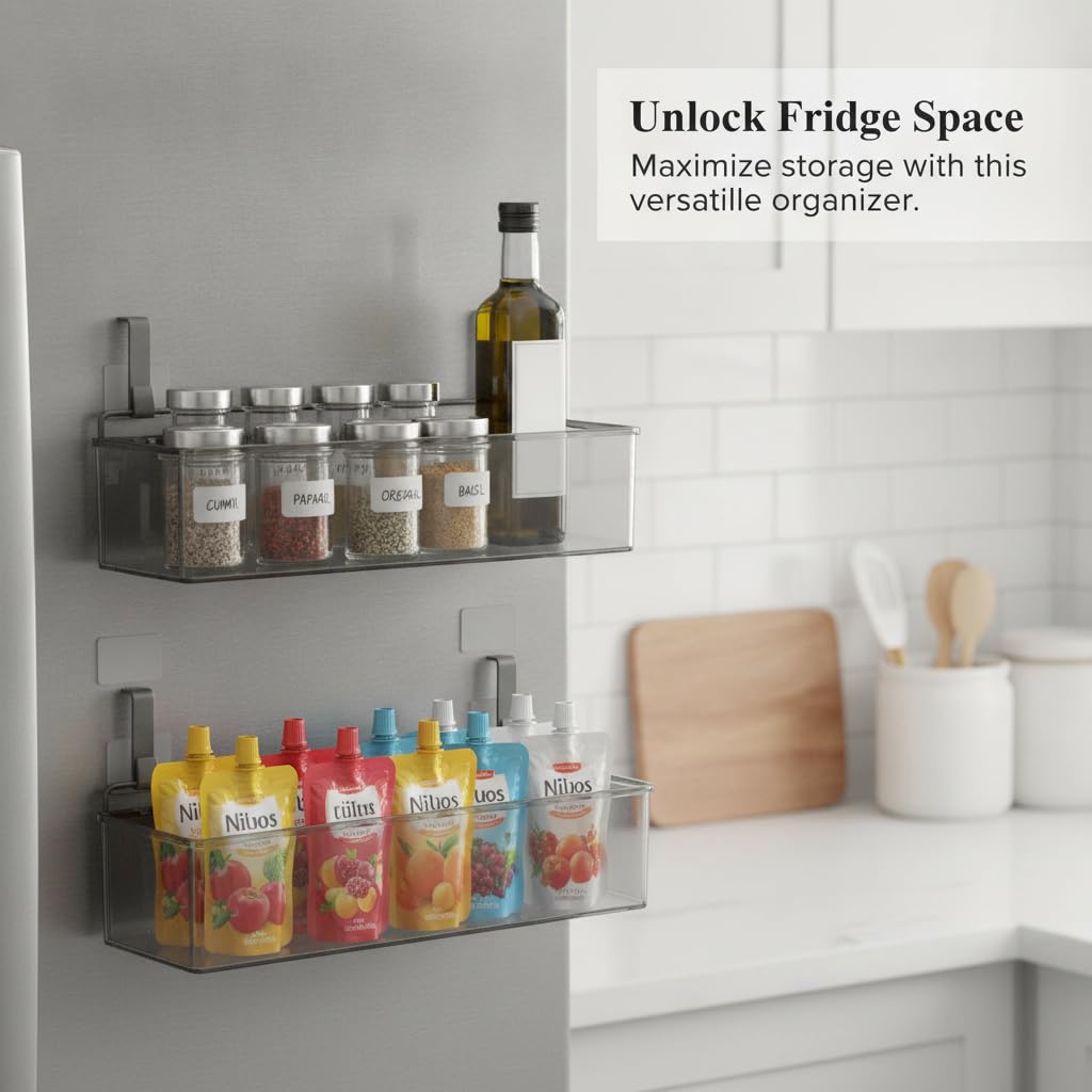 Organizer per Alimenti Frigo e Contenitori Sospesi, Soluzione Salvaspazio, per ripiani