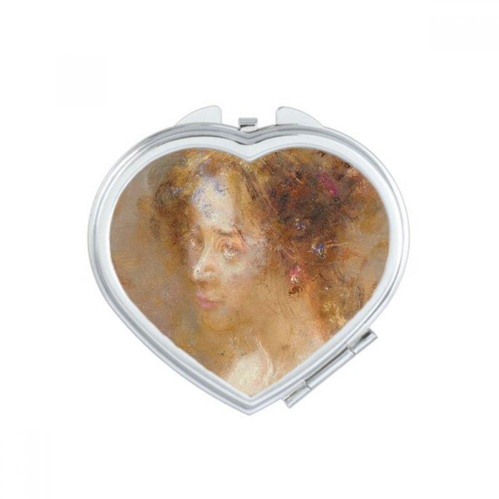 Miroir de maquillage compact portable xjj peinture à l'huile de coeur pliable pour sac à main