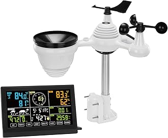 VEVOR 7-in-1 Wireless Weather Station, 7.5 in Color Display, Digital Weather Station Indoor Outdoor, for Temperature Humidity Wind Speed/Direction Rain UV, with Forecast Data, Alarm, Alerts-NO WiFi