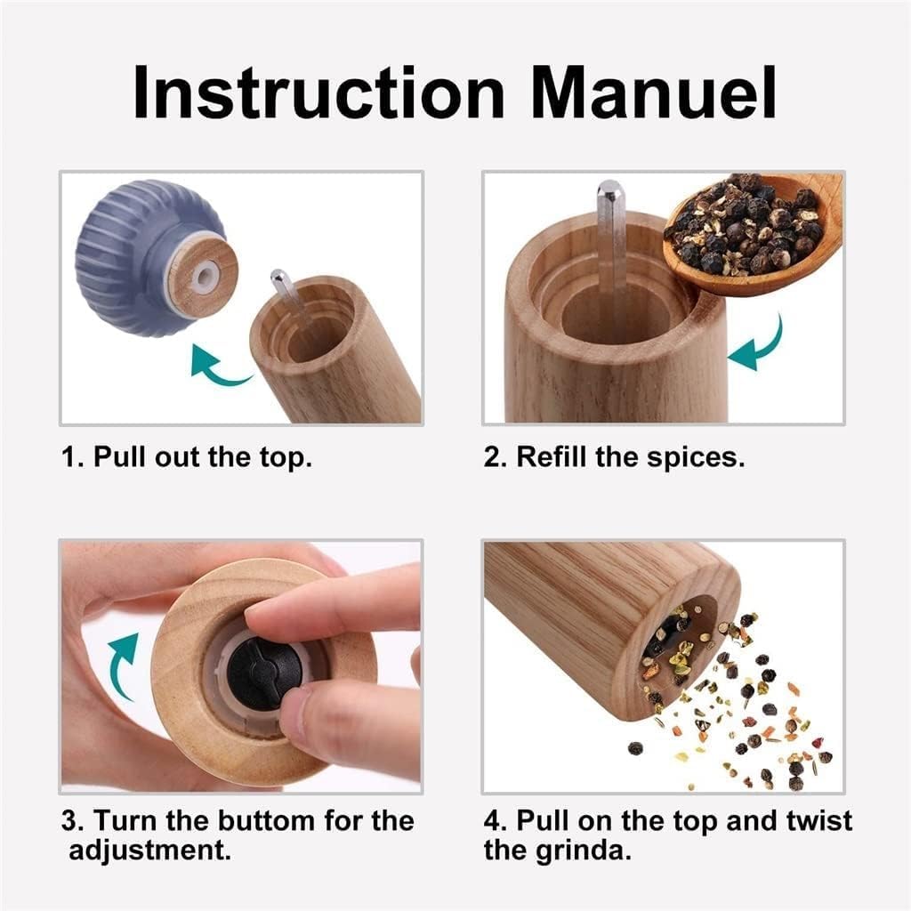 Wood Salt & Pepper Mill Pepper Grinder Salt Shaker with Ceramic Top & Adjustable Ceramic Rotor (Color : B)