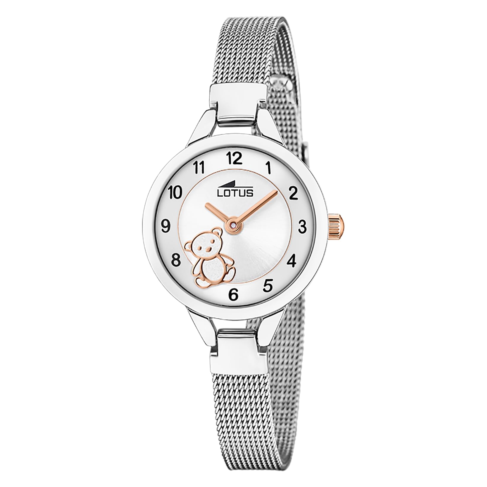 LOTUS Reloj Niña Analógico de Acero Inoxidable 316l Plateado | Movimiento de Cuarzo, Cristal Mineral de Alta Resistencia, Resistente al Agua 5 ATM 18862/3, Con Pulsera de Regalo
