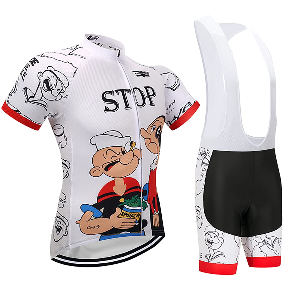 Set Abbigliamento Ciclismo Uomo MTB, Maglia Corta + Pantaloncini Imbottiti 20D Gel