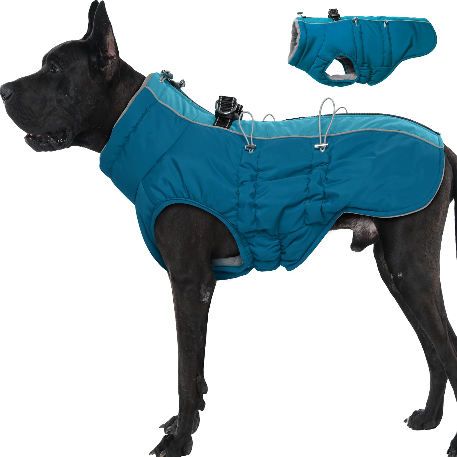 Chaqueta para perros grandes, sin mangas, resistente al agua, abrigo de nieve para perros, abrigo para perros con protección abdominal, cuello de forro polar, abrigo para perros grandes, gran