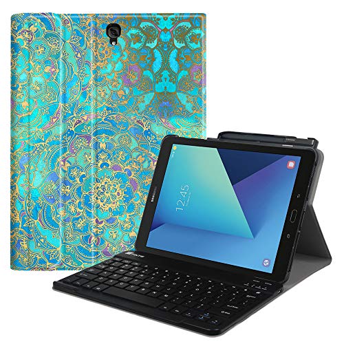 Fintie Keyboard Case for Samsung Galaxy Tab S3 9.7 2017 (Model SM-T820/T825/T827), Smart Slim Stand Cover with S Pen Protective Holder Detachable Wireless Bluetooth Keyboard, Shades of Blue