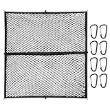 カーゴネット 120×120cm【最大240×240cm伸縮・高弾性ダブルメッシュ構造】金属製カラビナフック×8付き 大型荷物対応 SUV/ピックアップ/軽トラ用 車載収納ネット 荷崩れ防止・荷物落下防止 大容量・取付簡単 ルーフキャリア/トランク/ガレージ収納に最適 専用収納ポーチ付き