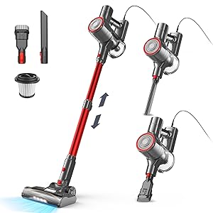 YISORA Aspirapolvere con Filo, Scopa Elettrica con filo 6 in 1 Aspirapolvere e Aspira Briciole, 23kPa 600 W, Lunghezza Cavo 6m, Senza sacco, per Pavimenti duri, tappeti, peli di Animali Domestici (I8