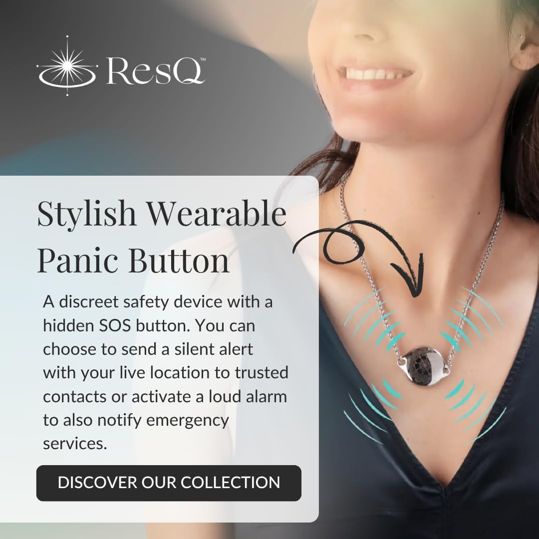 ResQ Smart Safety Jewelry, GPS Location Tracking, 24/7 Emergency Response, One Touch Activation, Discreet Life Alert with Hidden Panic Button - Shakti Necklace