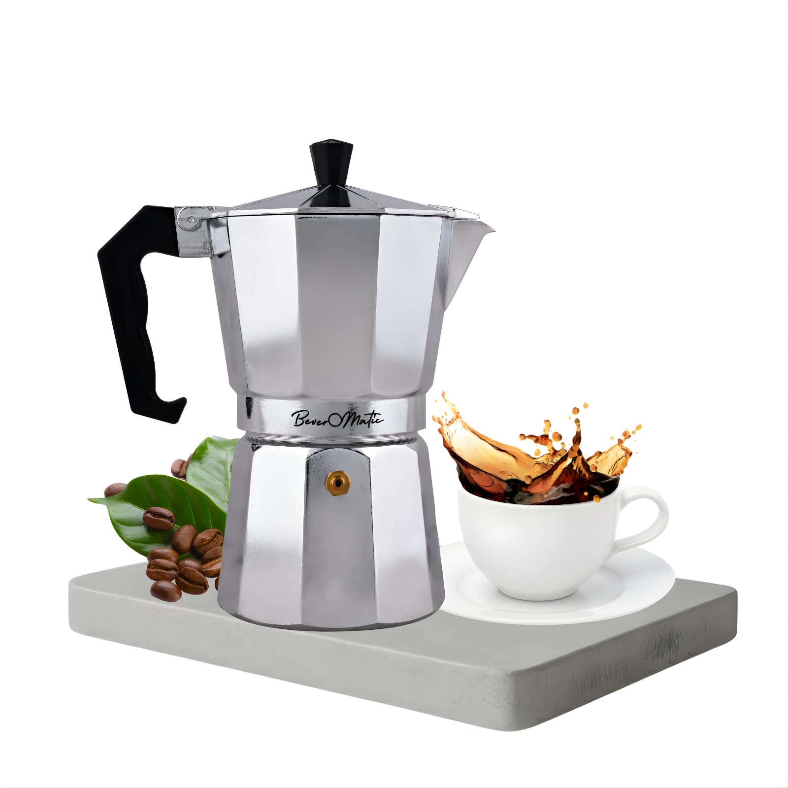 Stovetop Moka Pot, 300 ML- 6 Cup Italian Style Espresso Coffee Maker, Coffee Percolator, Premium Grade Aluminium-Silver-image-48