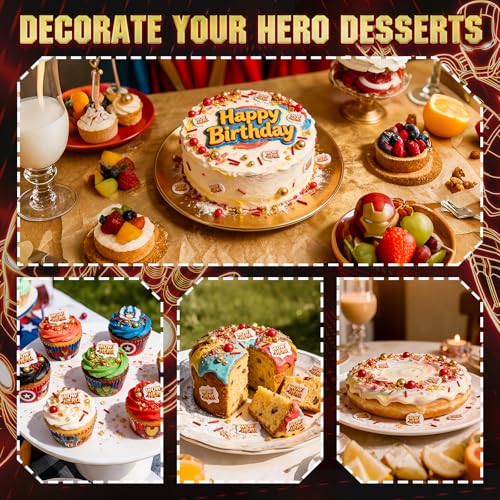 Image of Edible Hero Sprinkles,Red Gold Pearls and Jimmies Sprinkle Mix Heroes Wafer Paper,130g,Movie Theme Cake Cupcake Cookie Donut Decorations for Birthday,Graduation,Father's Day,Hero Themed Party,Superhero Party Supplies
