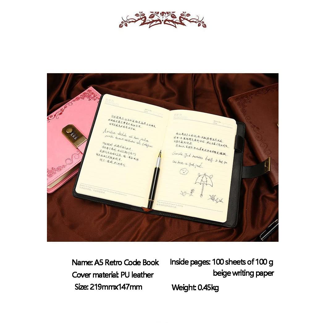 Tagebuch mit Schloss, Notizbuch, A5, Vintage-Stil, abschließbar, Papier, PU, Notizbuch, Reisender, Wochenplaner, Schule, Schreibwaren, Geschenk (Black_Soul Eater1)
