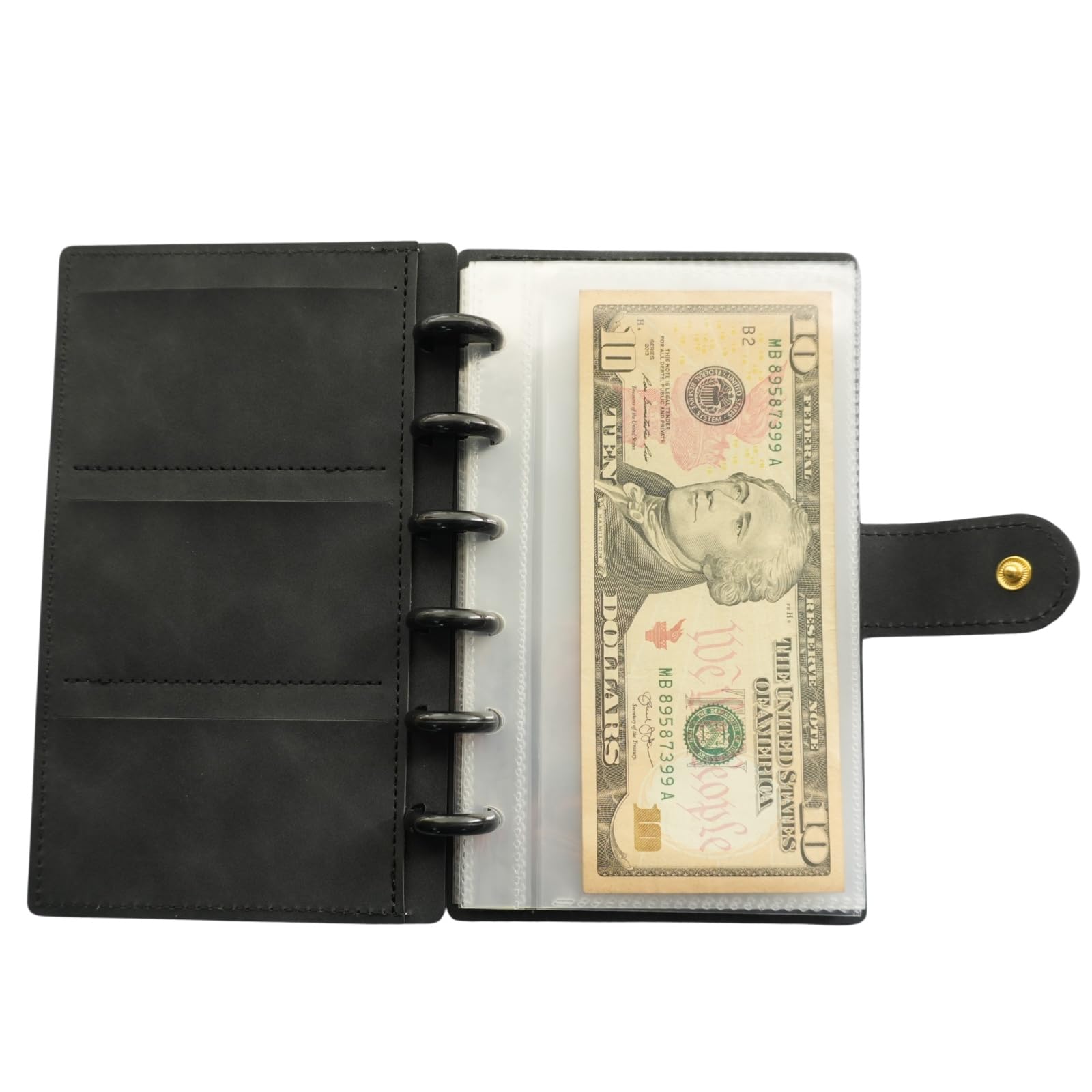 Álbum de colección de monedas con 20 bolsillos de polipropileno transparente, interior de 6.42 x 3.11 pulgadas, cubierta de piel sintética hecha a mano con cierre de botón, funda protectora