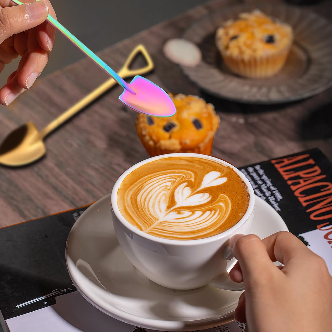 10 Cucchiai Da Dessert A Forma Di Pala – Acciaio Inox, Arcobaleno, Per Gelato, Frutta, Caffè, Casa E Ristorante - 3