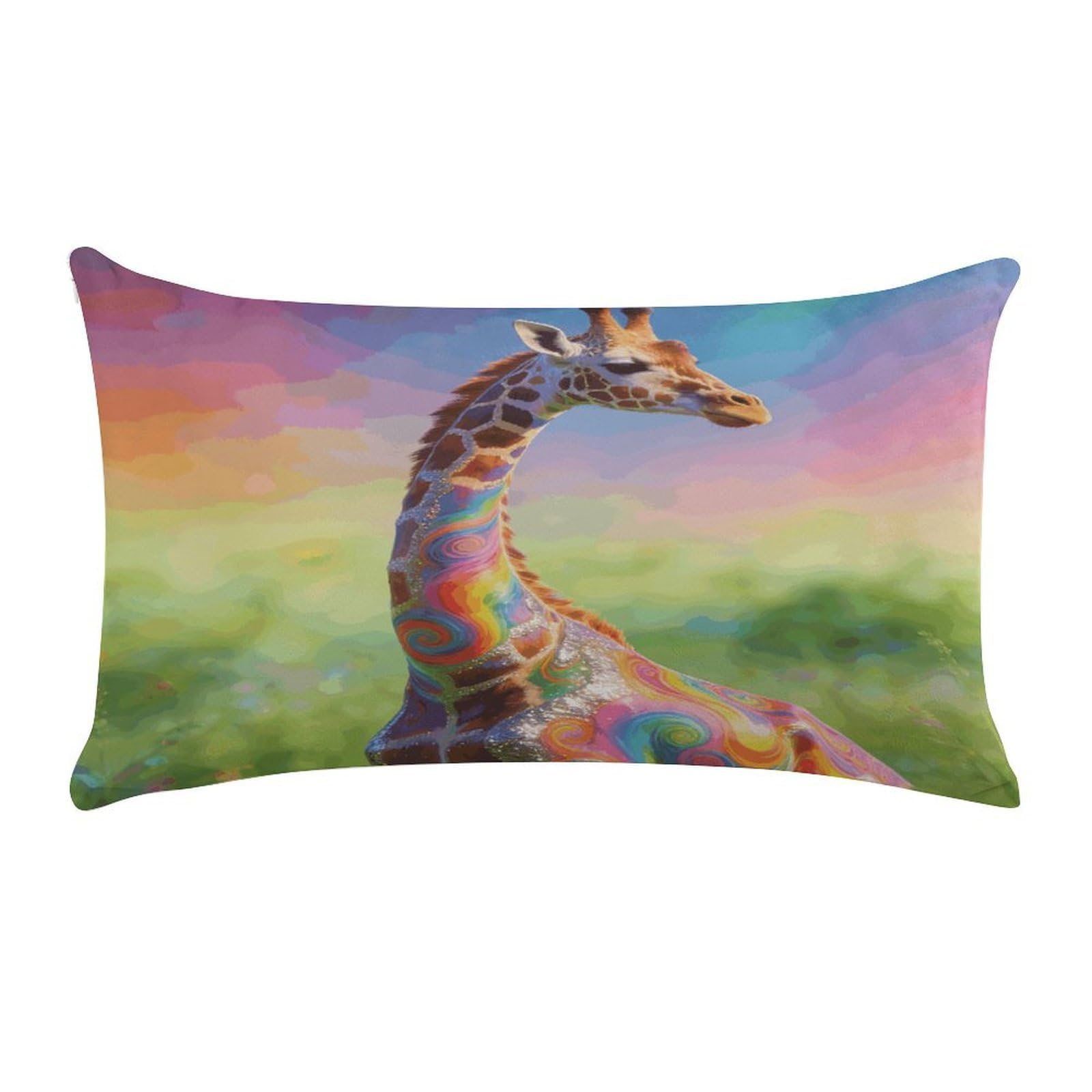 Fodpand Style Colorful Artistic Giraffe Pillow Cases Set Of 1 Extra Soft Pillow Protectors With Hidden Zipper Perfect For Hotels, Guest Rooms,Bedroom 12X20 Inches Pillows Not Included