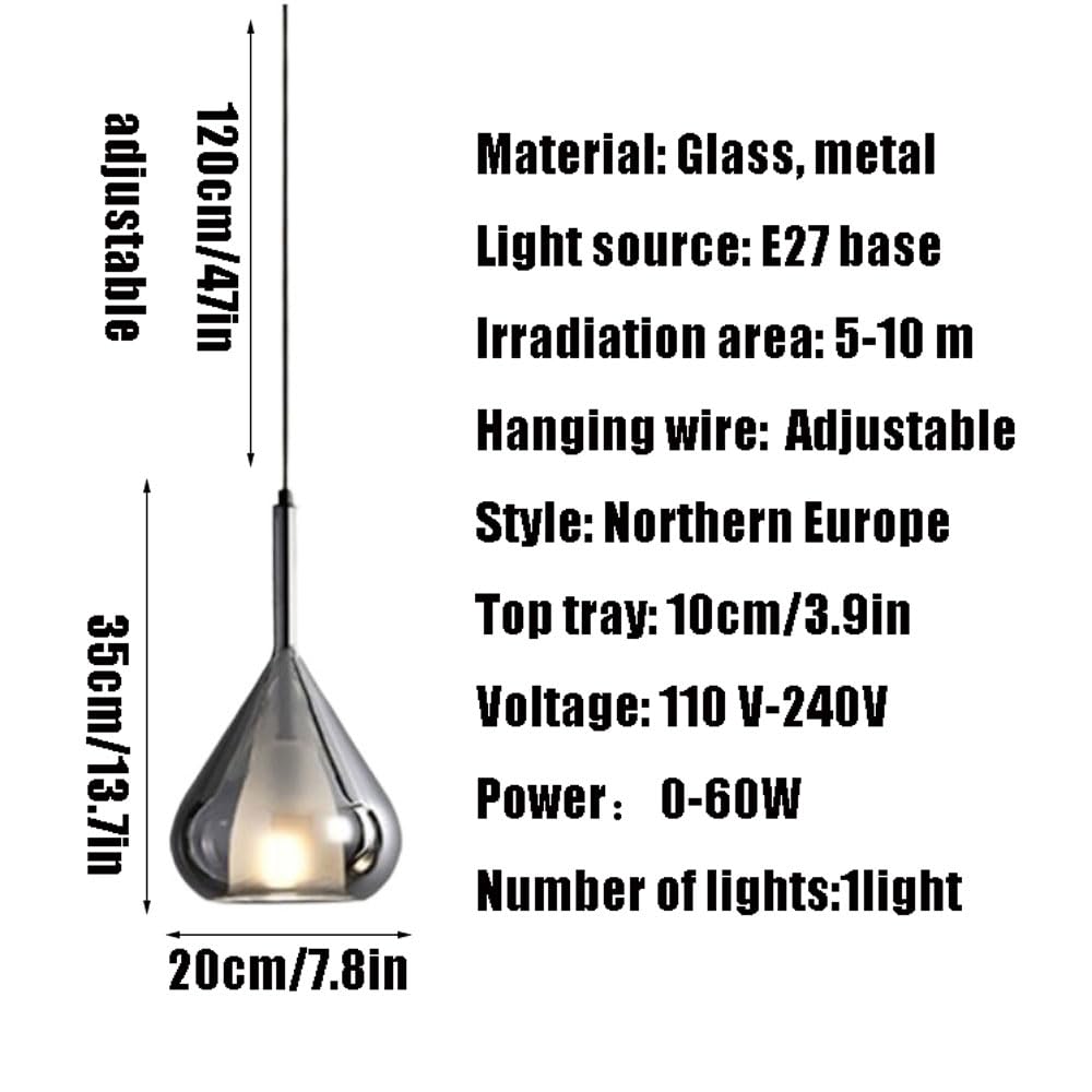 Lampadari in Stile Nordico, Paralume per Lampada a Sospensione a Forma di Goccia d'Acqua dalla personalità Creativa, Lampada a Sospensione a Testa Singola E27 Scream, Lampada da soffitto a Filo,