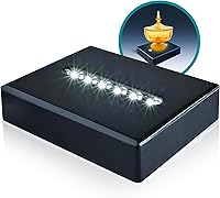 Vista 1 de Pedestal de 6 luces LED – Base de soporte de luz blanca de laca negra mate mate rectangular para vidrio de arte 3D, decoración de habitaciones