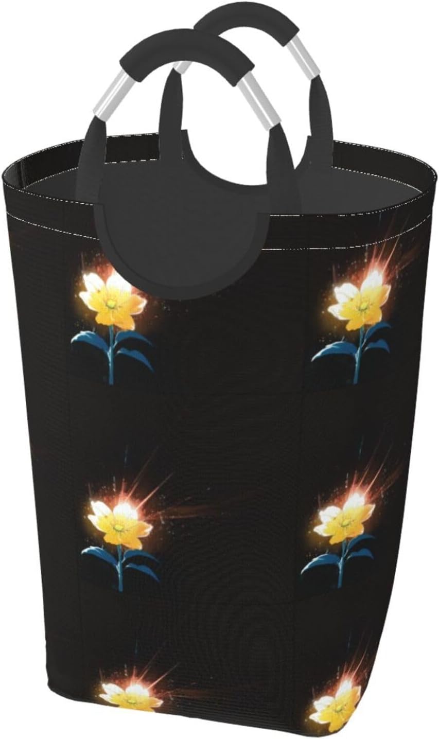 Glorious yellow flower in bloom Foldable storage bag, 50L capacity, suitable for laundry room, dormitory bedroom, dirty clothes storage basket.