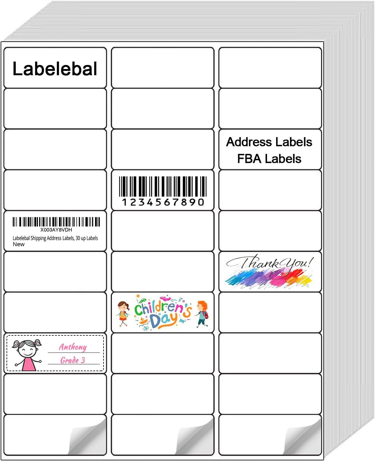 Azonee Shipping Address Mailing Labels 30-UP White Shipping Labels for Inkjet or Laser Printer Labels White Blank Sticker Name Tags Printable Address Labels 30 Per Page 3000 Labels 100Sheets