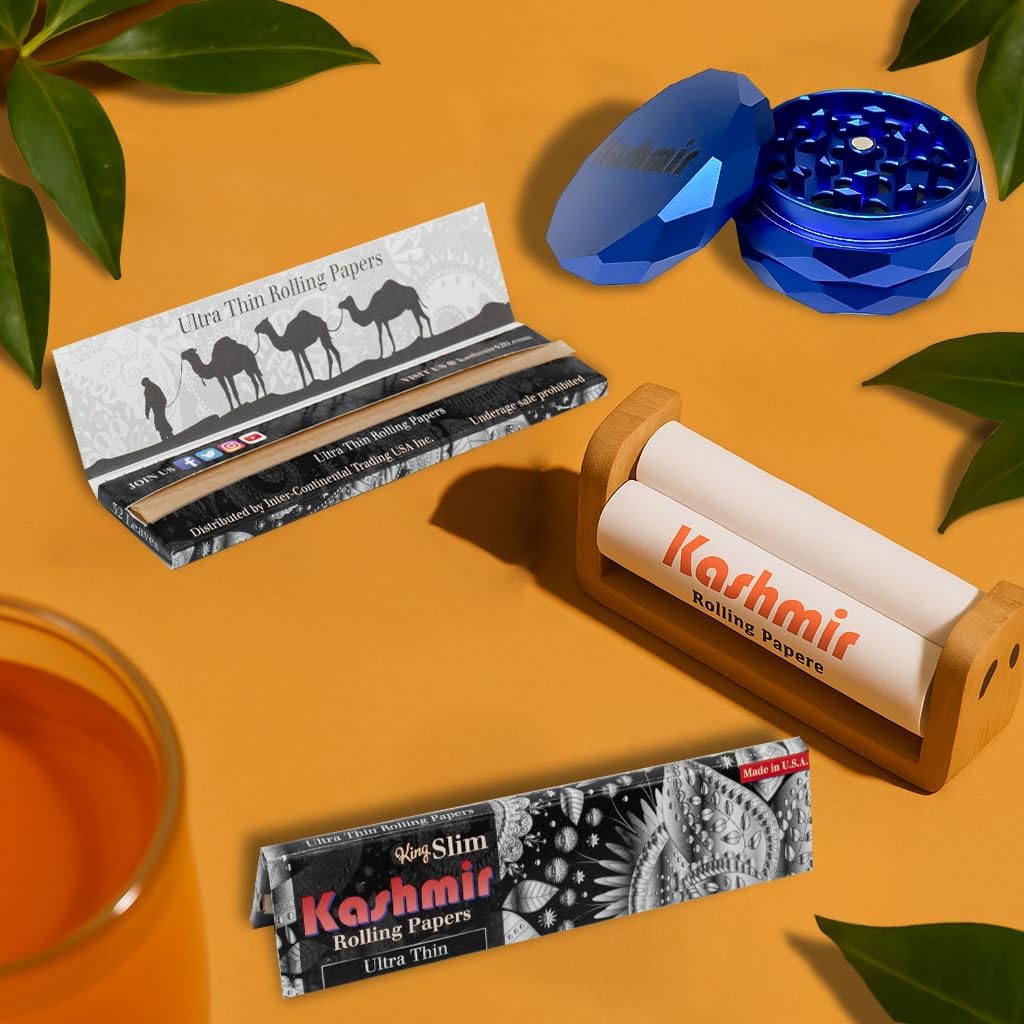 Kashmir Rolling Papers King Size Ultrathin 50 Booklet Pack | Natural Gum Slim Cigarette Rolling Paper For Smoking | Slow Burning Plant-Base Rolling Papers, Smoking Accessories
