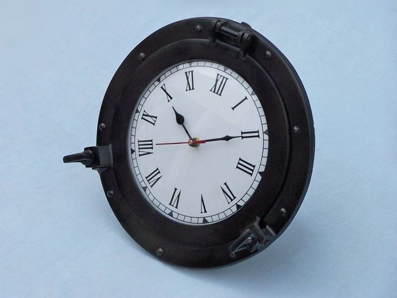 Handcrafted Nautical Decor Decorative Ship Porthole Orologio da Parete, Black, 30,5 cm