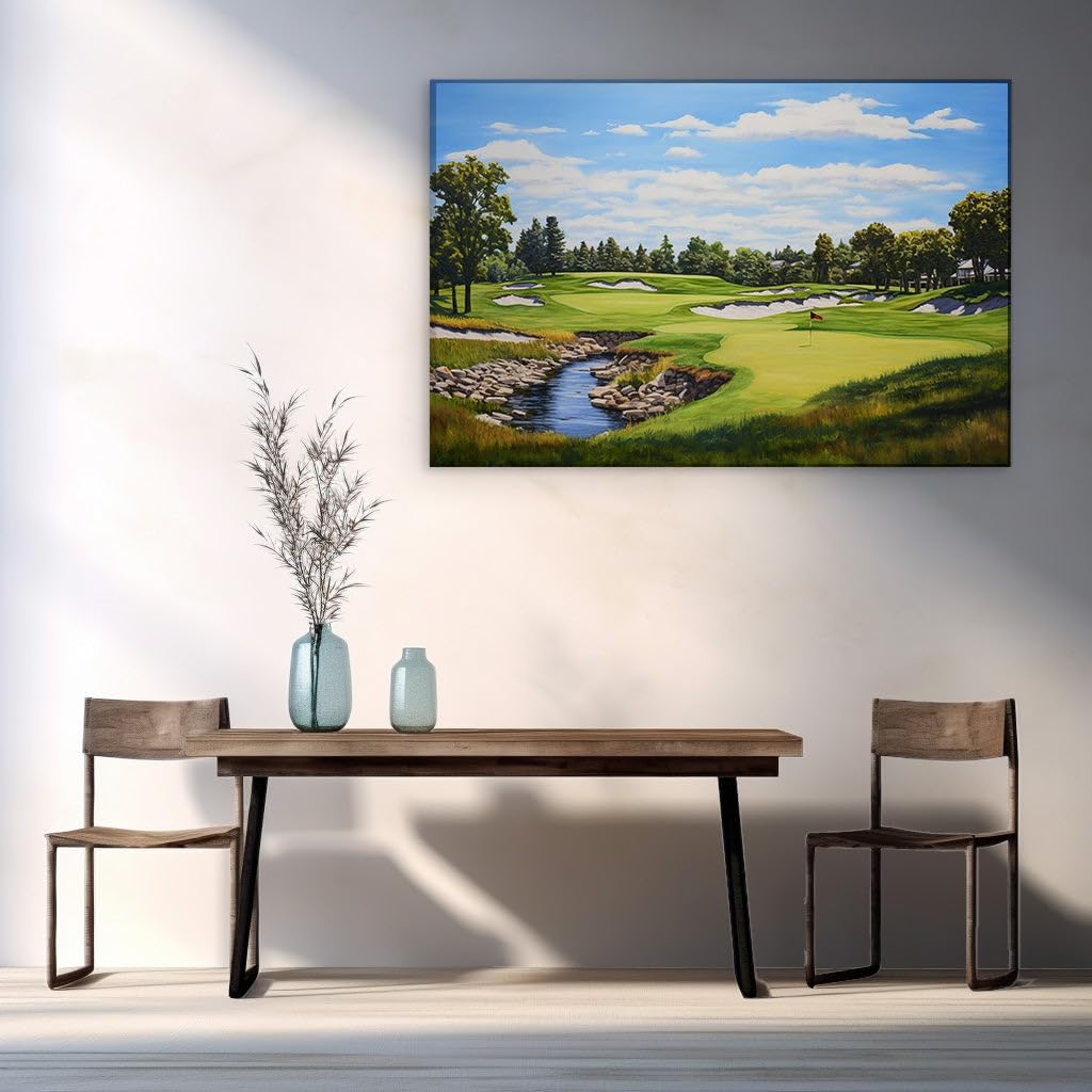 Canvas for Living room. Serenity on the Green - Capturing the Perfect Day at the Golf Course, 27 x 18 inch Canvas Wall Art - Modern Home Decor - 69x46 cm (27x18 inch)