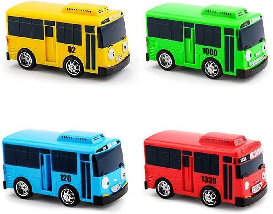 4 Pcs Little Bus TAYO Toy ,Little Bus TAYO Car Toy Set,Pull Back Mini Cars for Friend Mini (Tayo Rogi Gani Rani)