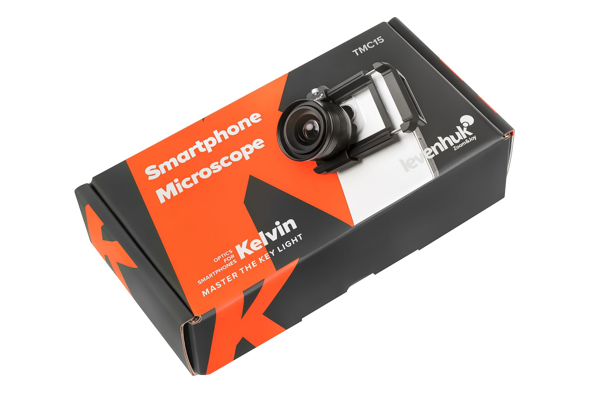 Levenhuk Kelvin TMC15 Mikroskop Do Smartfona 10-20x Powiększenie Optyczne, Obiektyw Makro z Klipsem do Fotografii Zbliżeniowej, Odległość Ogniskowania 1,5cm, Ultralekki, Akcesoria w Zestawie | Obiektyw Makro z Klipsem do Fotografii Zbliżeniowej, Odległość