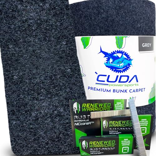 Cuda bunk carpet for boat trailers, 12in x 13ft with rustproof staples