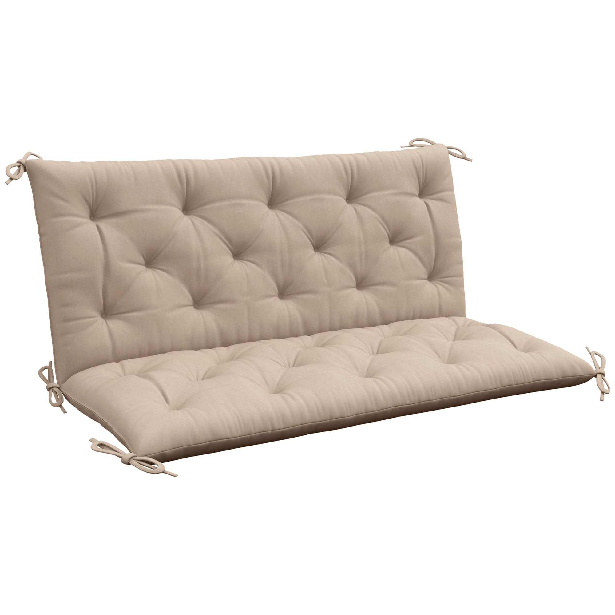 Outsunny Unisex Khaki Garden Bench Cushion, Seat Pad With Ties In