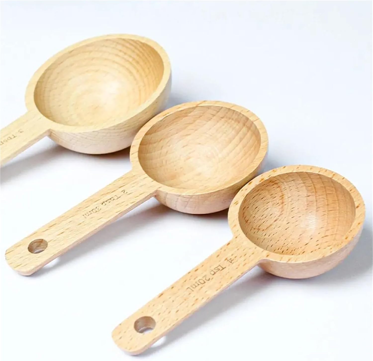 Coffee Scoop 10pcs Portable Tablespoon Measuring Spoon 7.5-45ml Walnut Wooden Beech Tea Hangable Coffee Bean Kitchen(10ml-Walnut Wooden)