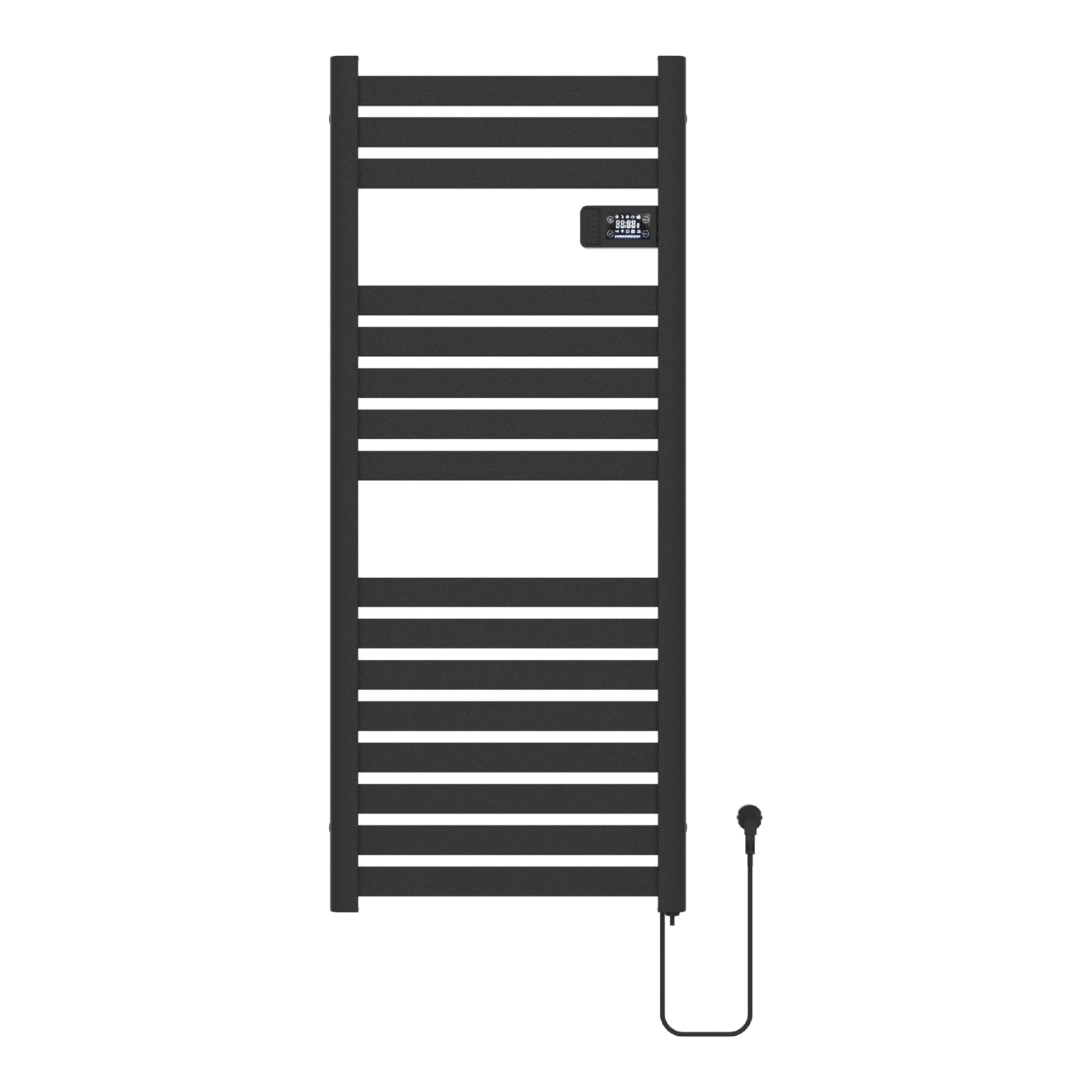 pro.tec Scaldasalviette Elettrico Bagno Scalda Asciugamani da Parete 120 x 50 cm Termoarredo Elettrico 500 W con Termostato Digitale Programmabile - Nero