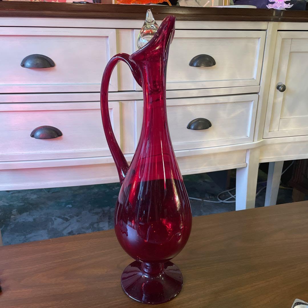 Amazon.co.jp: 沖縄琉球ガラス赤置物花瓶水差し赤 : ホーム