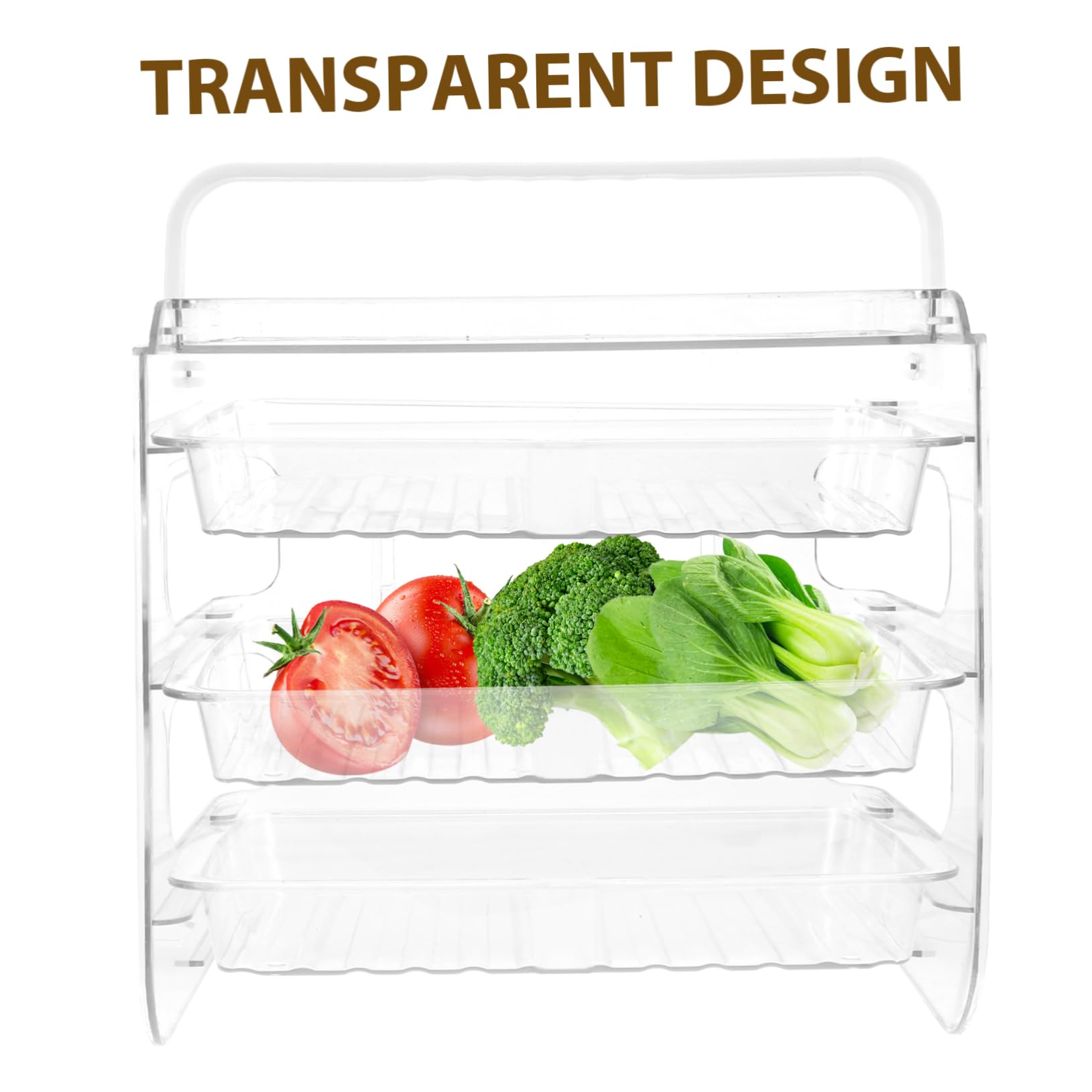 TOPBATHY Estante 3 Niveles Rejilla para Alimentos Frescos Plato Preparación Almacenamiento Bandejas Frutas Ahorra Espacio