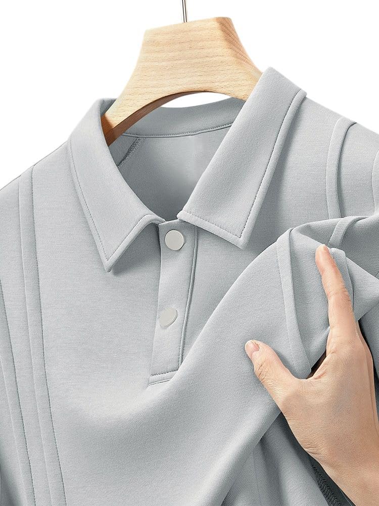 Polo de manga corta para hombre, mezcla de modal americano, ajuste holgado, para oficina, viajes, uso diario