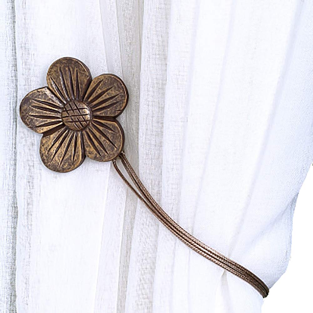 Magnetic Curtain Tiebacks Clips - Window Tie Backs Holders for Home Office Decorative Rope Holdbacks Classic Tiebacks Design, 1 Pair