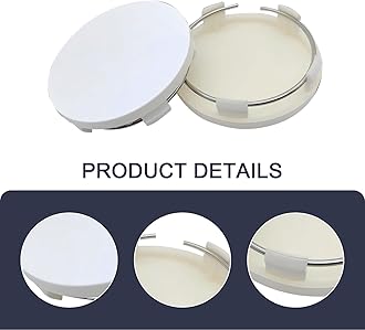 4 PCS Car Wheel Hub Center Cap, 2.36" x 2.2" ABS Wheel Hub Modification Decoration, Durable Snap-in Anti-Falling Fastening Installation Accessories, Universal for Most Cars (White)