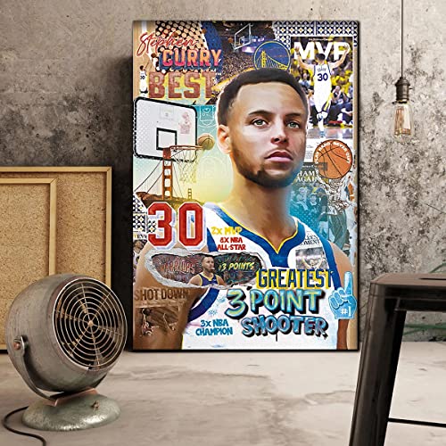 Uymhukz Stephen Curry Poster Wall Art Canvas Print Painting Super Basketball Star Stephen Curry Motivational Artwork Picture For Home Office Gym Wall Decor 16 X 24Inch - No Frame #TOP2