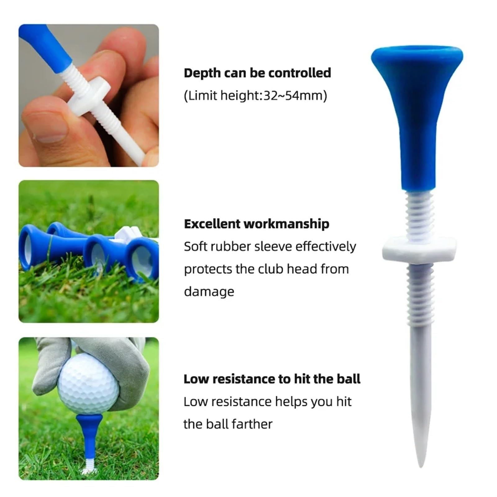 Golf Tee 50 stücke Golf-Trainingsballständer Höhenverstellbar Mini Golf Limit Tees Tragbare, Wiederverwendbare Trainingshilfen Outdoor Sport Zubehör FüR Einen Idealen Abschlag