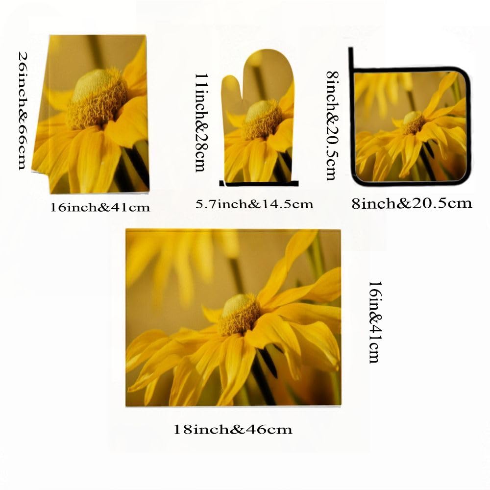9PCS Bright Yellow Flower Cucina Decor e Accessori Set