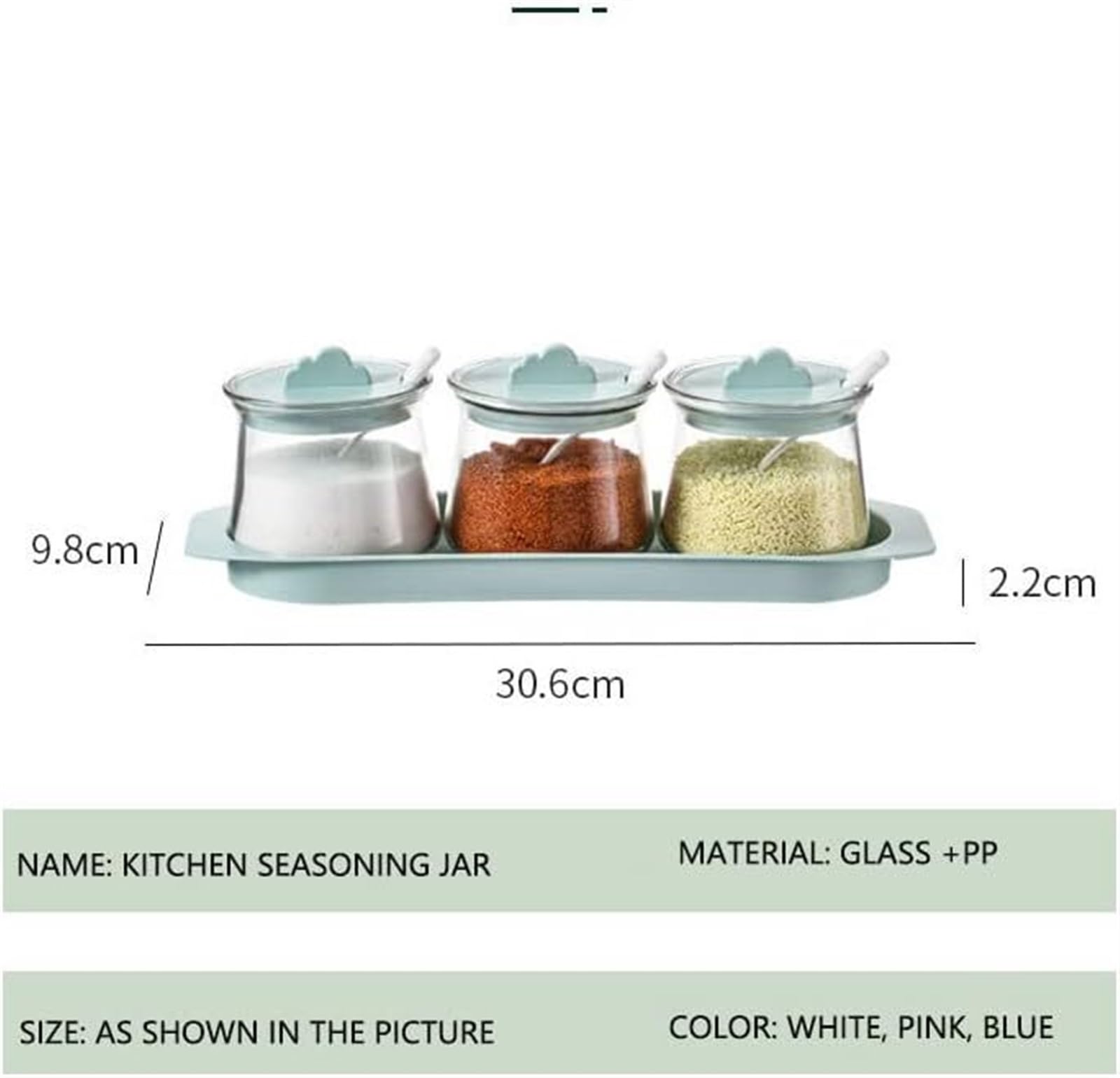 Pots d'assaisonnement, boîte à épices, coffret d'assaisonnement en verre de cuisine, salière, poivrière, pots à condiments, bidons de stockage, gadgets, pots à épices simples (couleur : bleu, taille (