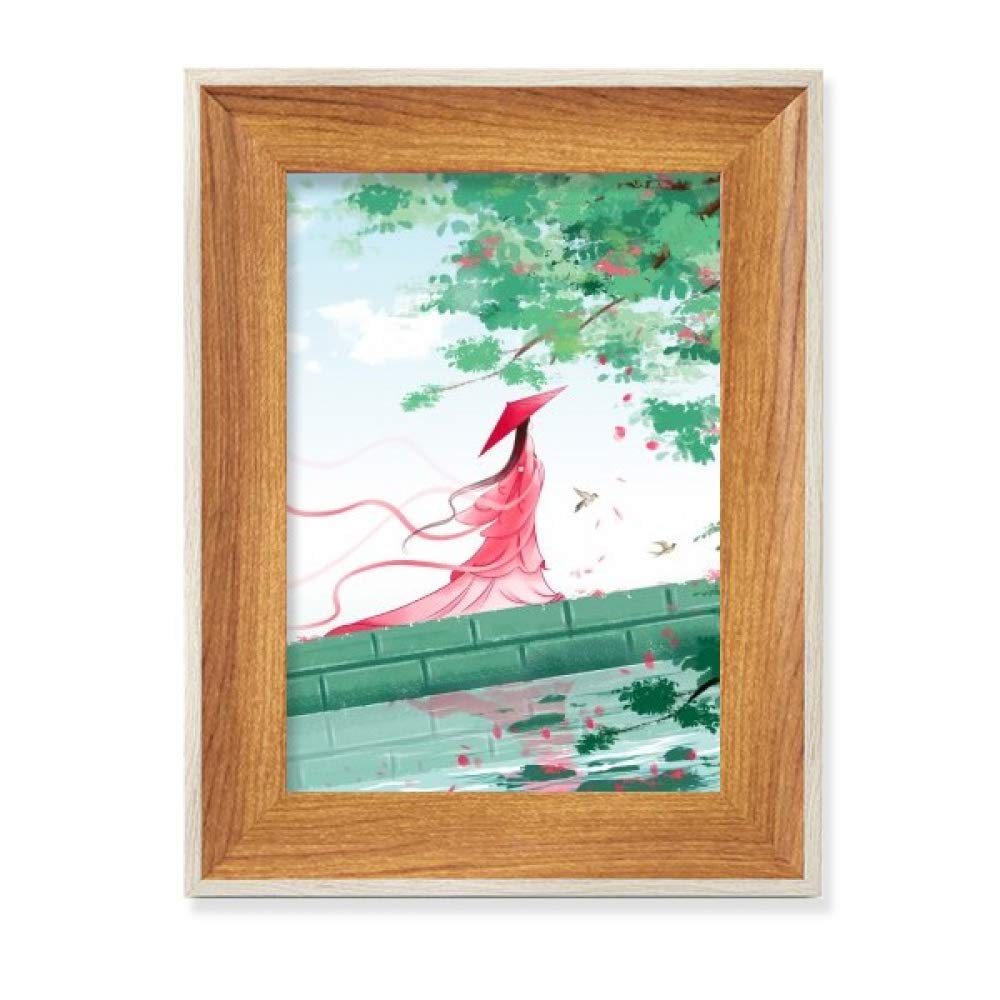 Cadre de photo aquarelle style chinois pour peinture d'art en bois